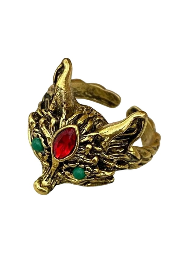 Handmade Alloy Foxes Rings with Detailed Design Stylish Open Rings Perfect forAn1meEnthusiasts and Trendsetters