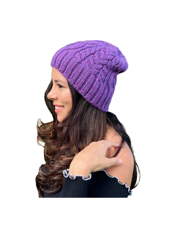 Handmade Alpaca Beanie Hat for Men & Women, Happy 100% Baby Alpaca Hats Winter Knit Skull Knitted Ski Cap Unisex