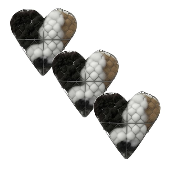 Handmade Alpaca Fiber Bird Nesting Heart, 3 Pcs Bird Nesting Material Holder, Refillable Birds Heart Shape Hummingbird Nesting, Winter Fowl Gifts Animal Hummingbirds Lovers, 7.87"x7.08", Dark Gray