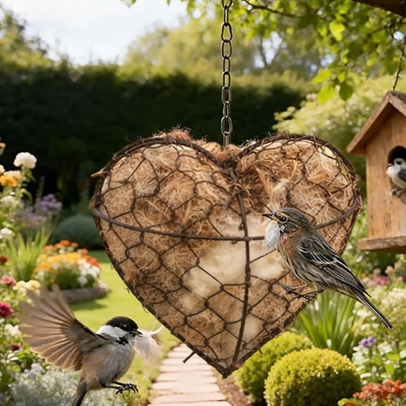 Handmade Alpaca Fiber Bird Nesting Heart,Alpaca Fiber Bird Material House,Wool Balls Winter Shelter Nature for Garden Art Birdhouse Outside Gifts for Birds Lovers