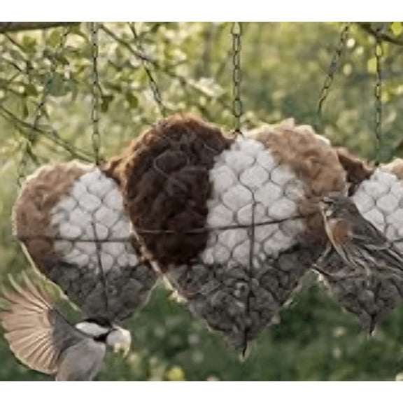 Handmade Alpaca Fiber Bird Nesting Heart, Bird Nesting Material Holder, Winter Tree Shelter for Wild Bird, Hummingbird Houses Nest Boxes Gifts for Outside Garden Art Birdhouse, Birds Lovers (Silver)