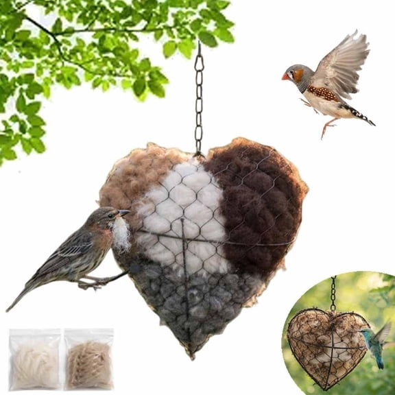 Handmade Alpaca Fiber Bird Nesting Heart, Provide Comfortable Nesting Materials For Birds Haven 1 Heart Shape Hummingbird Nesting Home Garden Yard