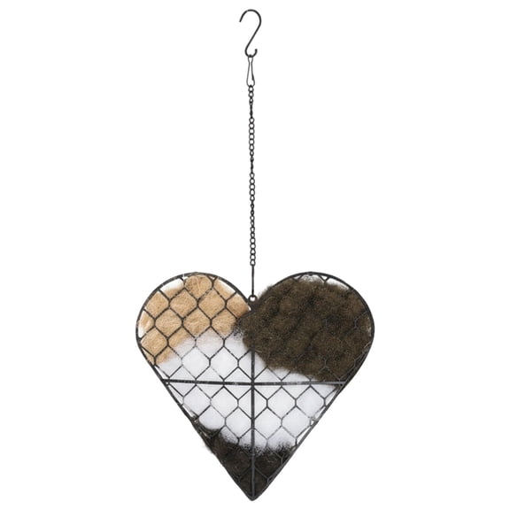 Handmade Alpaca Fiber Bird Nesting Heart, Refillable Bird Nesting Material Holder & Garden Decor, Alpaca Wool for Bird Nesting Dispenser & Nesting Material for Wild Birds Station, 1 Set, 7.87x7.08"