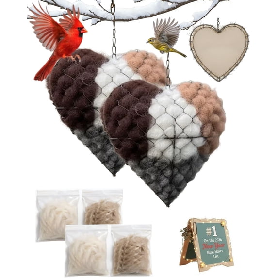 Handmade Alpaca Fiber Bird Nesting Heart, Winter Tree Shelter for Wild ...