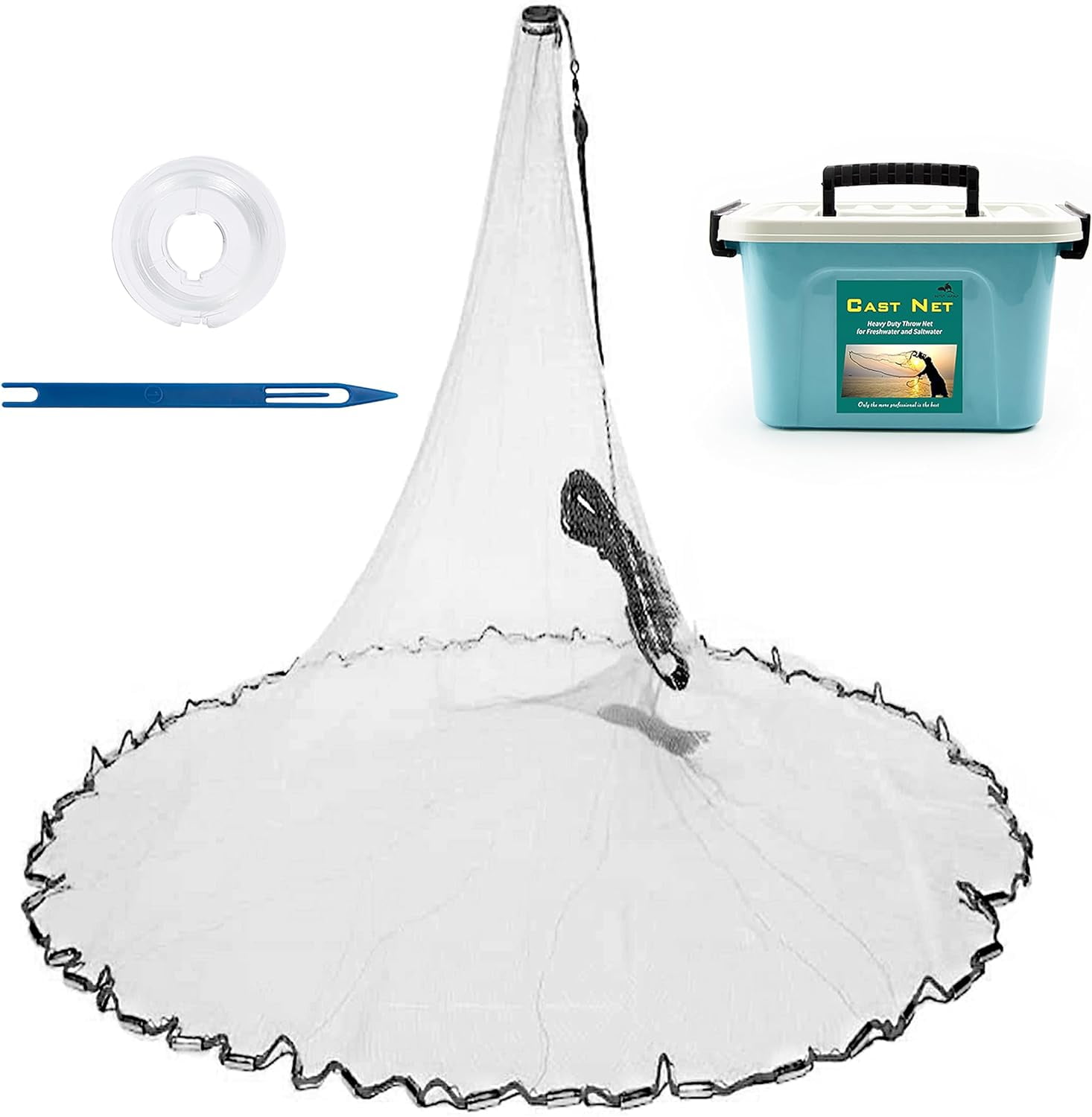 Handmade American Saltwater Fishing Cast Net, BETTER LEADER Fish Net