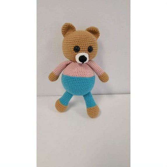 Handmade Amigurumi Wool Adorable Girl & Boy Teddy Bears with Colorful Skirts, Blue Trousers, 3.14