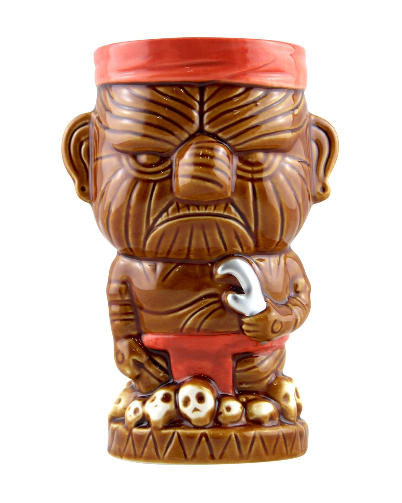 Handmade Angry Face Hawaiian HeadHunter Ceramic Tiki Drink. 13.5