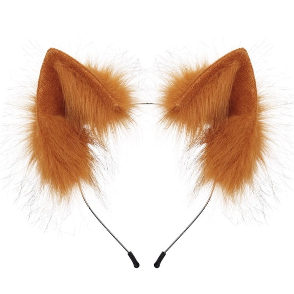 Handmade Animal Cat Ears Headband Furry Wolf Hairhoop Headwear for Festive Celebrations