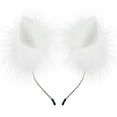 thumbnail image 1 of Handmade Animal Cat Ears Headband Furry Wolf Hairhoop Headwear for Party Festival, 1 of 5