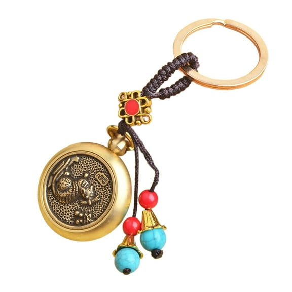 Handmade Animal Pattern Keychain Charm Keychain Accessory Brass Texture Suitable for Prosperity and Peace Home Decors