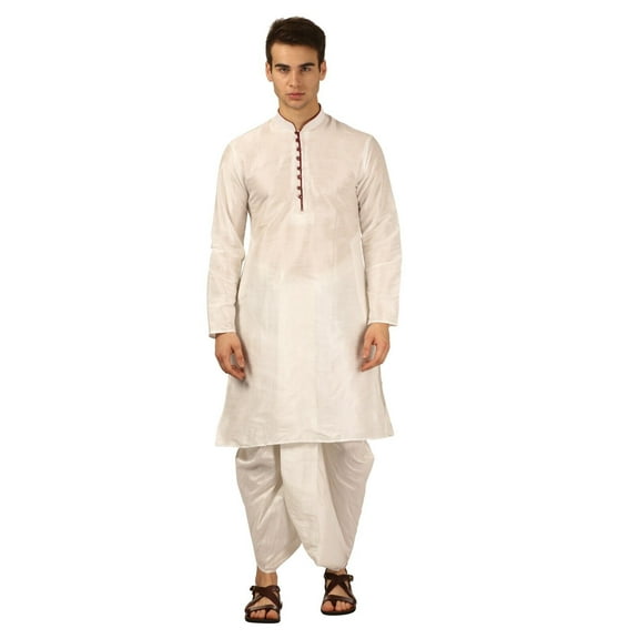 Handmade Artificial Silk Bow Button Designer Kurta Dhoti…