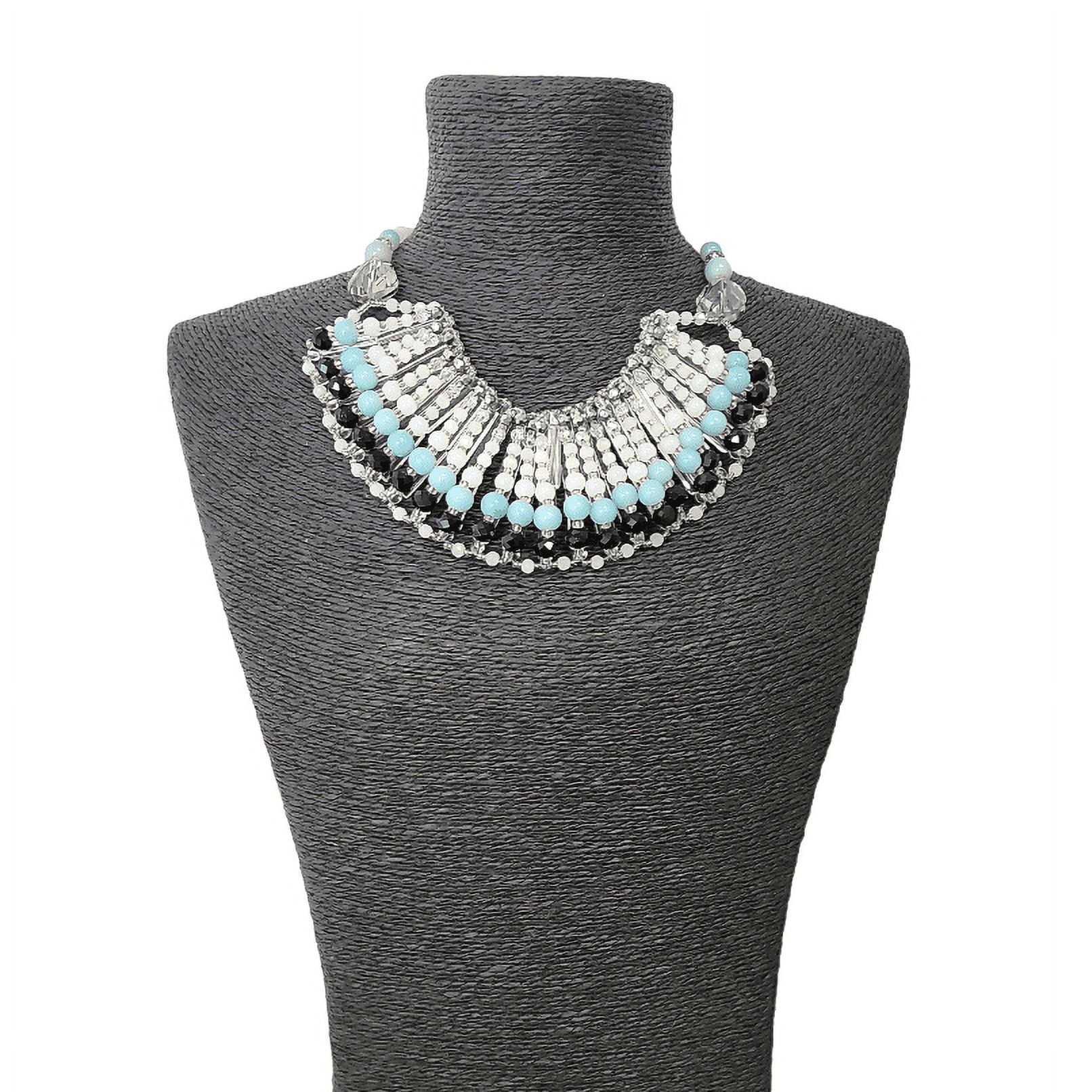 Handmade Baby Blue Black Crystal Multi Row Rainbow Bib Statement Necklace For Women by Isabella Jewelry Walmart