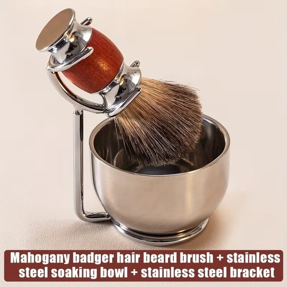Handmade Badger Hair Shaving Brush Set - Premium Redwood Handle for a Luxurious Shaving Experience