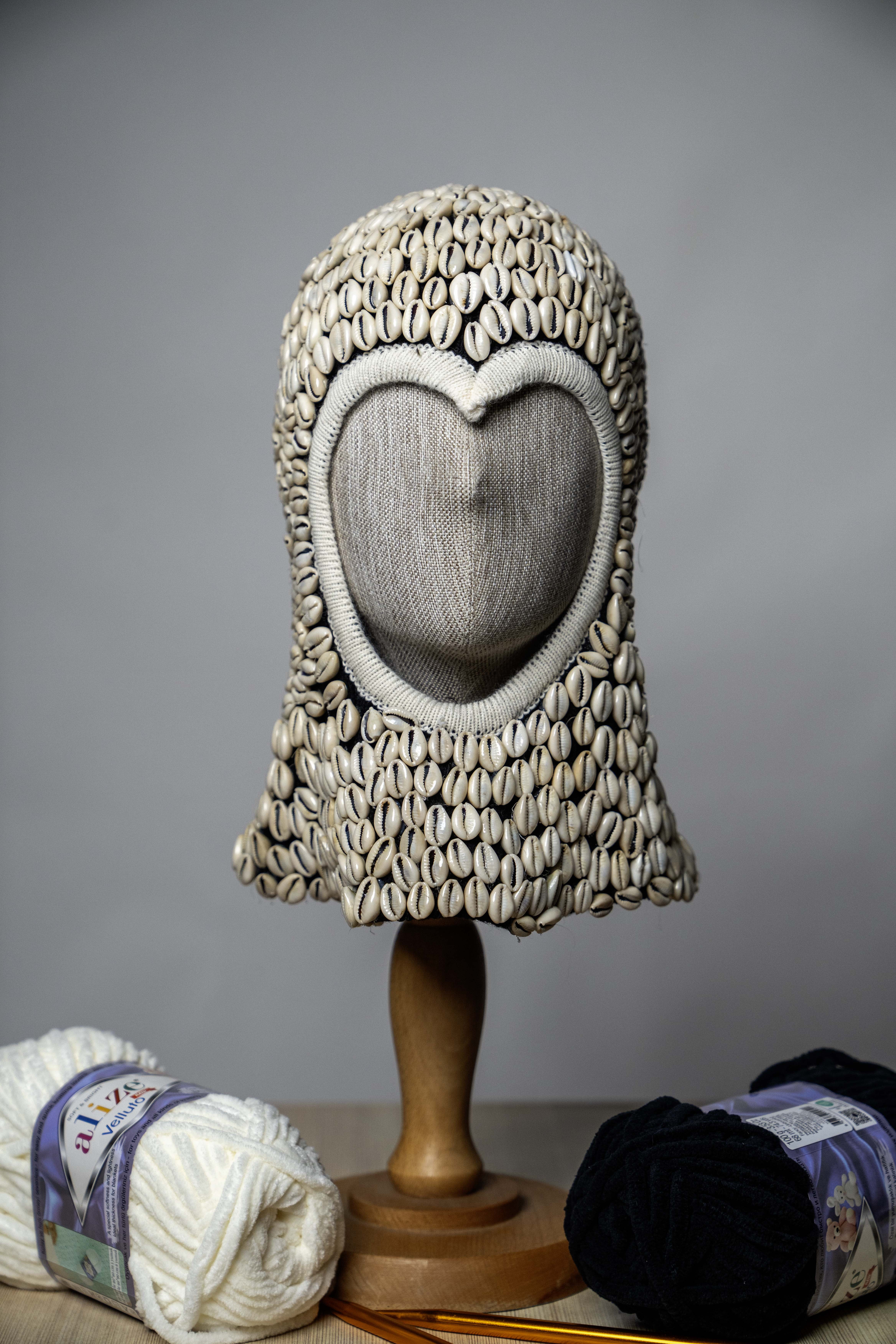 Handmade Balaclava mask, Seashell embroidered ski mask ,designer  mask, custom mask, snow mask, motorcycle mask