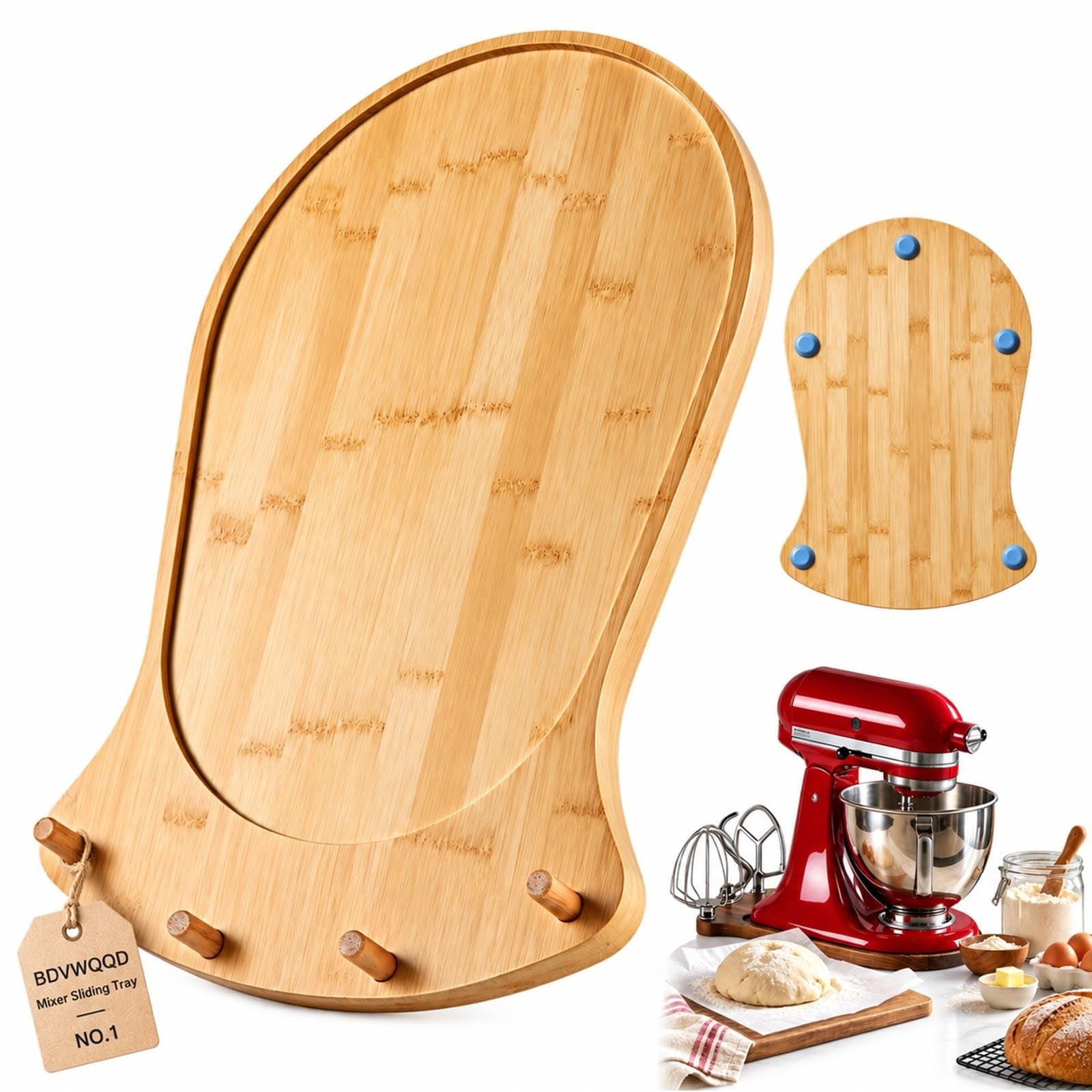 Handmade Bamboo Mixer Mobile Tray Kitchen Slider Countertop Appliance ...
