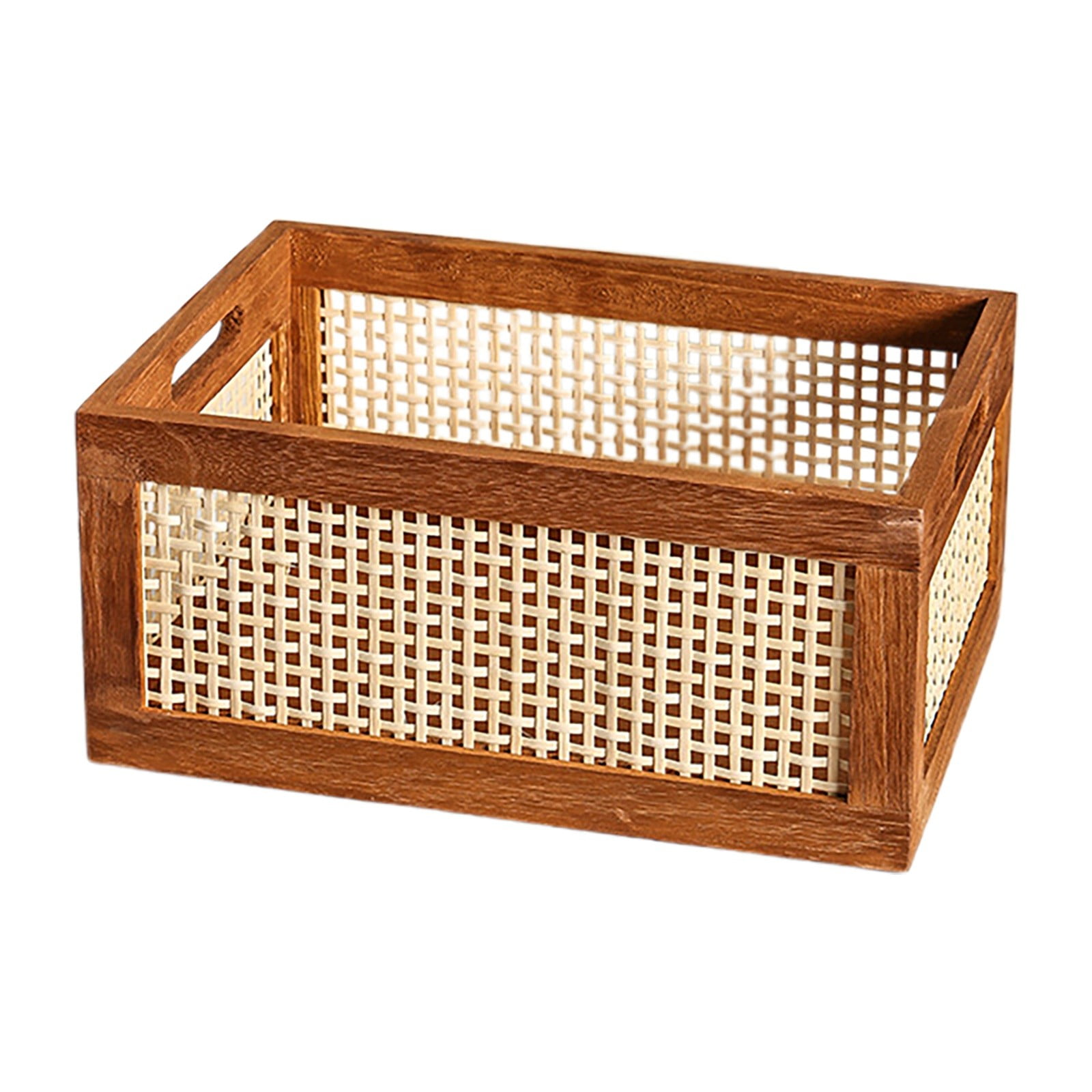 Cabilock Bamboo Storage Basket Set Stackable Pantry Bins Woven Basket For Desktop Multi-purpose Organizer For Toys Sundries