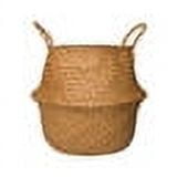 Handmade Bamboo Storage Baskets Foldable Laundry Straw Patchwork Wicker Rattan Seagrass Belly Garden Flower Pot Planter Basket