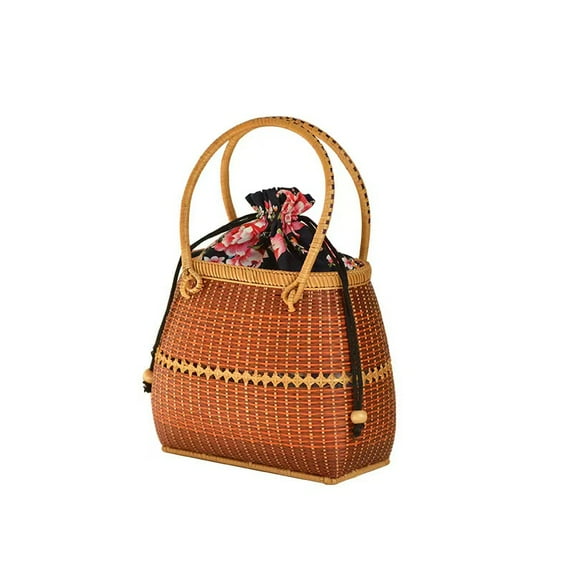 Handmade Bamboo Woven Vintage Style Tote Rattan Bag Eco-Friendly Lightweight Durable Womens Fashion Basket Bag for Daily Use