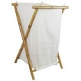 thumbnail image 1 of Handmade Bamboo and Canvas Hamper (Vietnam), 1 of 5