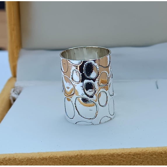 LD DESIGNS -Handmade Silver Ring – 925 Sterling Silver Wide Band Ring | Unique Artisan Crafted Wedding Gift | Timeless Elegance Accessory