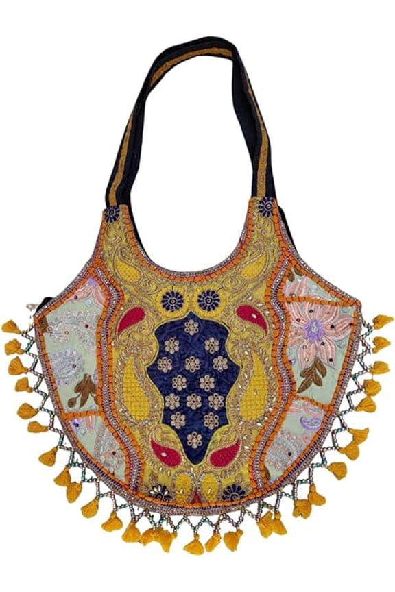 Handmade Banjara Jhola Bag , Embroidered Patchwork Shoulder Tote Bag with Ethnic Boho Fabric Handbag