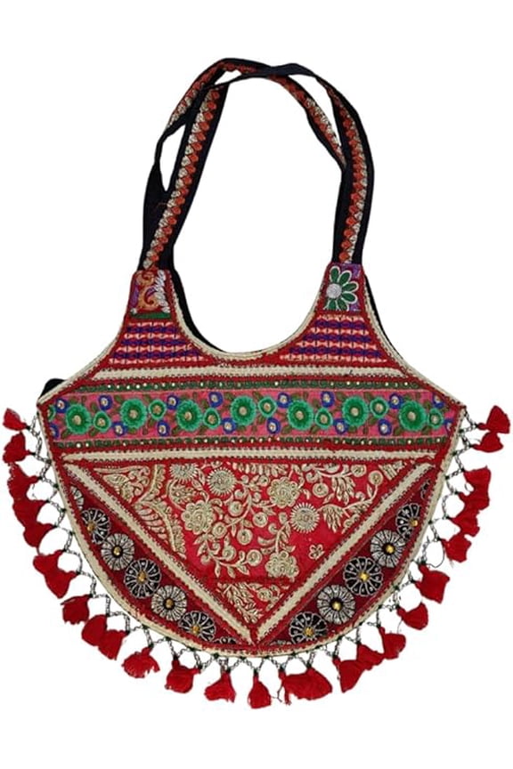 Handmade Banjara Jhola Bag, Embroidered Patchwork Shoulder Tote Bag with Ethnic Boho Fabric Handbag