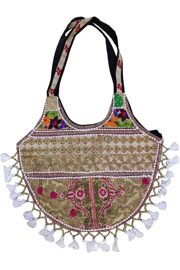 Handmade Banjara Jhola Bag, Embroidered Patchwork Shoulder Tote Bag with Ethnic Boho Fabric Handbag