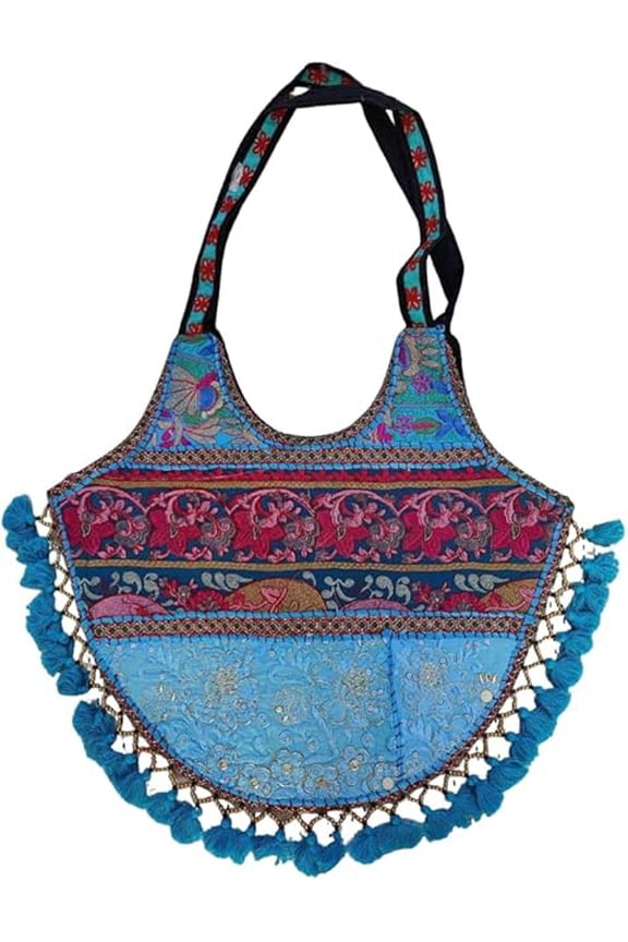 Handmade Banjara Jhola Bag, Embroidered Patchwork Shoulder Tote Bag with Ethnic Boho Fabric Handbag