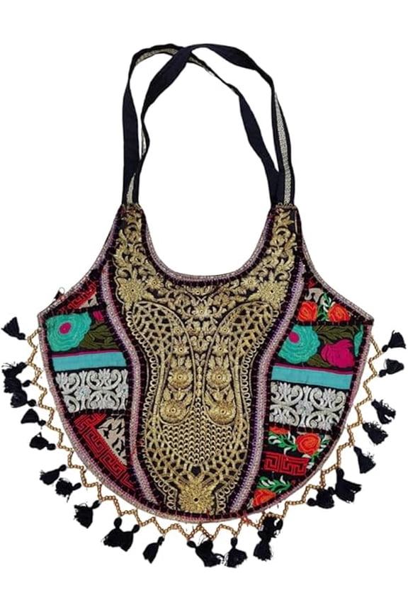 Handmade Banjara Jhola Bag, Embroidered Patchwork Shoulder Tote Bag with Ethnic Boho Fabric Handbag
