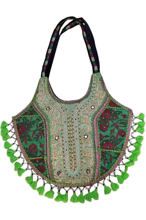 Handmade Banjara Jhola Bag, Embroidered Patchwork Shoulder Tote Bag with Ethnic Boho Fabric Handbag