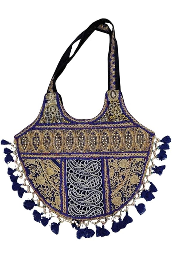 Handmade Banjara Jhola Bag, Embroidered Patchwork Shoulder Tote Bag with Ethnic Boho Fabric Handbag