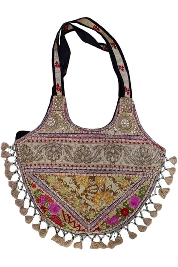 Handmade Banjara Jhola Bag for Women, Embroidered Patchwork Shoulder Tote Bag with Ethnic Boho Fabric Handbag