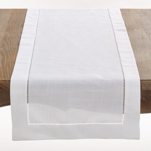 Handmade Basic Hemstitch Border Linen-Cotton (16"x54" Table Runner)
