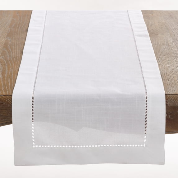 Handmade Basic Hemstitch Border Linen-Cotton (16"x90" Table Runner)