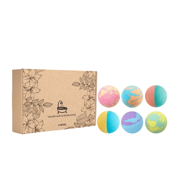 Handmade Bath Bomb Pack, 6 Fizz Balls with Hidden Ocean Figurines