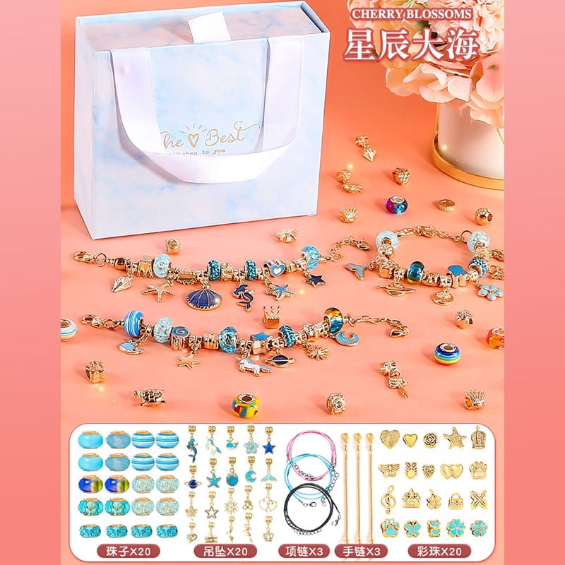 Handmade Bead DIY Kit for Kids - Girls Bracelet Making Set, Birthday Gift Jewelry Craft for Children
