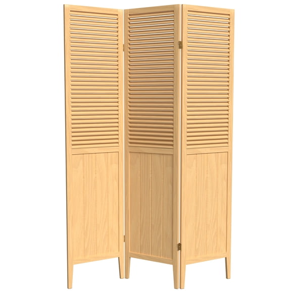 Handmade Beadboard 70-inch Room Divider (China) 3 Panel Natural