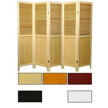 Handmade Beadboard 70-inch Room Divider (China) 5 Panel Natural