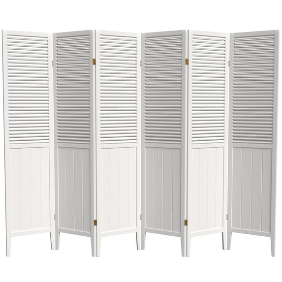 Handmade Beadboard 70-inch Room Divider (China) 6 Panel White