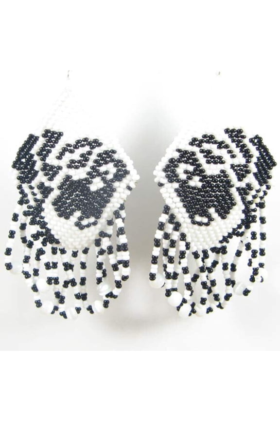 Handmade Beaded Black Horse Seed Bead Earrings