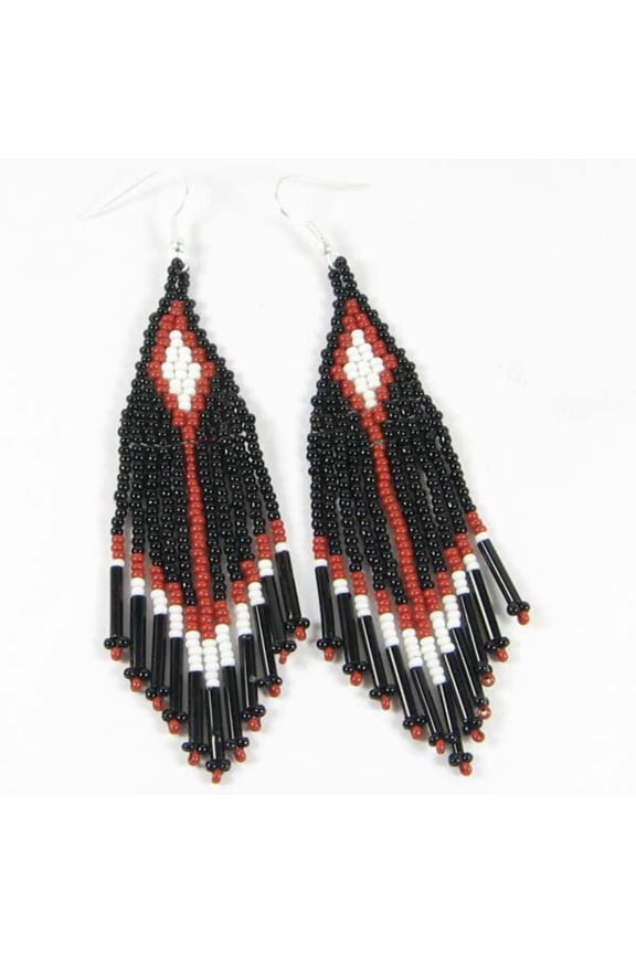 Handmade Beaded Black Seed Bead Earrings