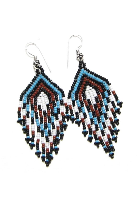 Handmade Beaded Black Seed Bead Hook Earrings