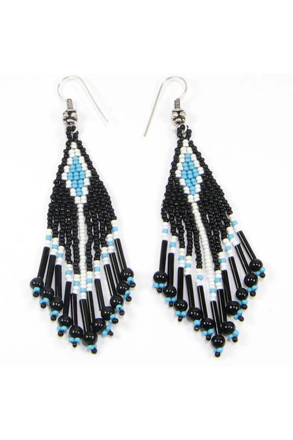 Handmade Beaded Black Seed Beaded Earrings
