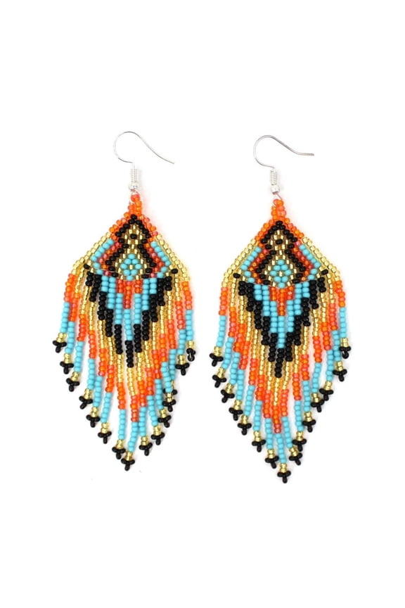 Handmade Beaded Multi Colored Seed Bead Earrings