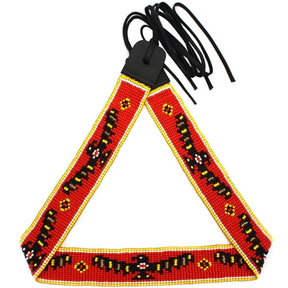 Handmade Beaded Native style Red Black Eagle Cowboy Hatband