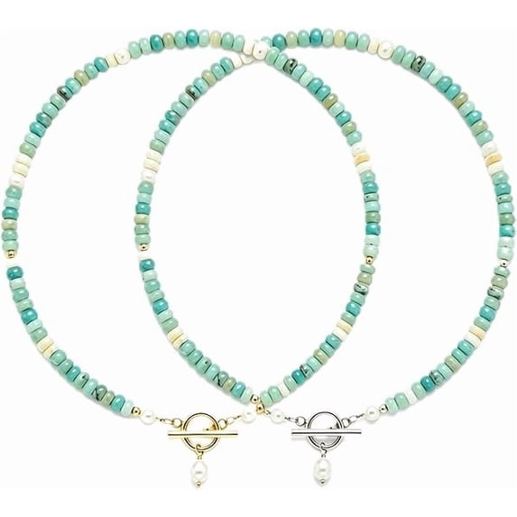 Handmade Beaded Necklace, natural stone and Beads Necklace for Women, Versatile Layering Accessory for Daily Wear and Gifting (A+B)