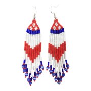 Handmade Beaded Patriotic Red Blue And White Earrings