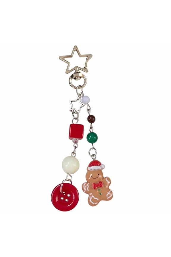Handmade Beaded Phone Chain Camera Bag Charm Christmas Themed Pendant Keychain Stylish Women Backpack Decoration