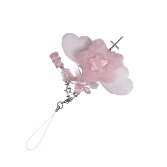 Handmade Beaded Phone Chain Wing Bowknot Pendant Phone Chain Bag Charm Stylish Phone Accessory for Fashion Enthusiasts