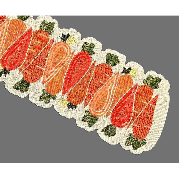 Handmade Beaded Table Runner  Carrots Design, Festive Easter Tableware, 13x36 Inches, Spring Holiday Table Dcor, Decorative Dining Accent, Farmhouse Style, Seasonal Home Dcor, Easter Celebration